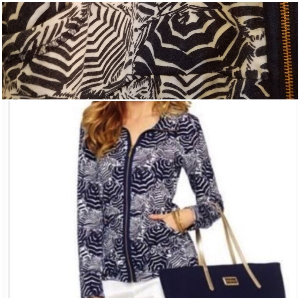 Leona Lilly pulitzer zip up sweater sz L